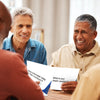 happy men using conversation cards