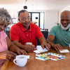 Seniors Playing Match the Shapes Low Vision Tiles Game for Dementia Patients