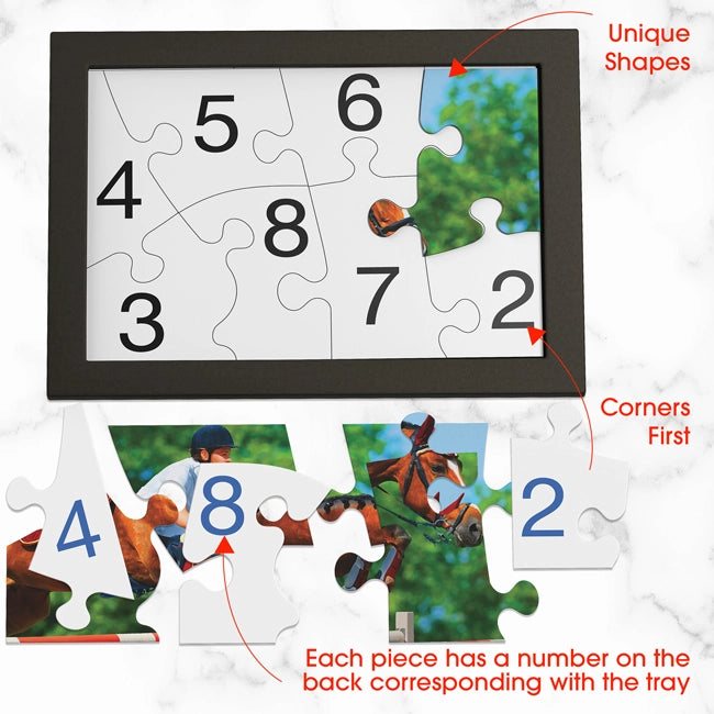 numbered puzzle with uniquely shaped pieces