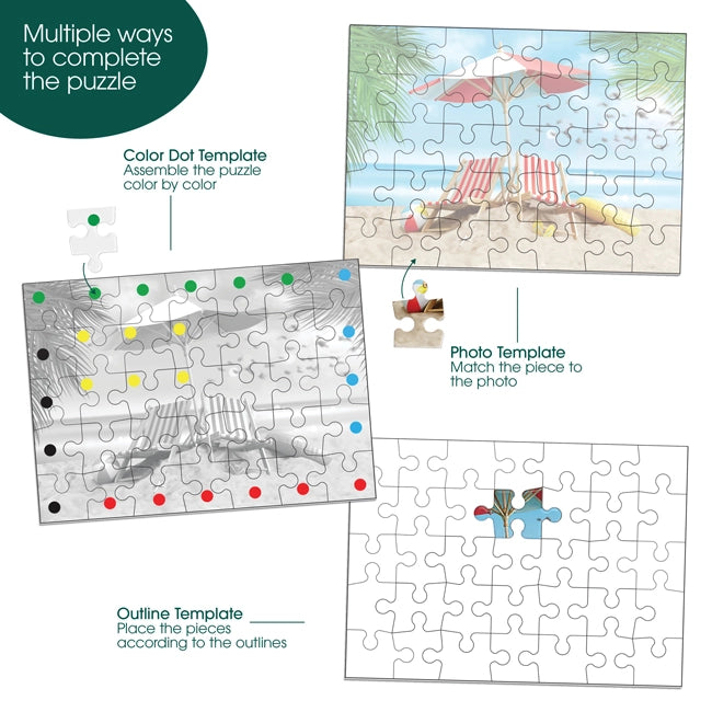 Complete Beachfront Jigsaw Puzzle for Seniors with Templates