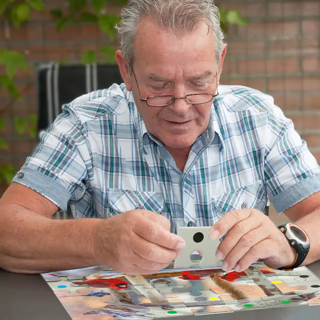Senior doing Birdfeeder Jigsaw Puzzle for Dementia Patients