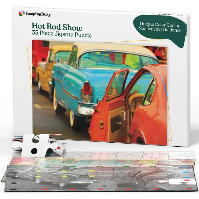 Hot Rod Cars Show Large Piece Jigsaw Puzzle for Adults