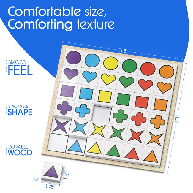 Comforting texture stackable shape match the shapes brain game for seniors with dementia and Alzheimer's
