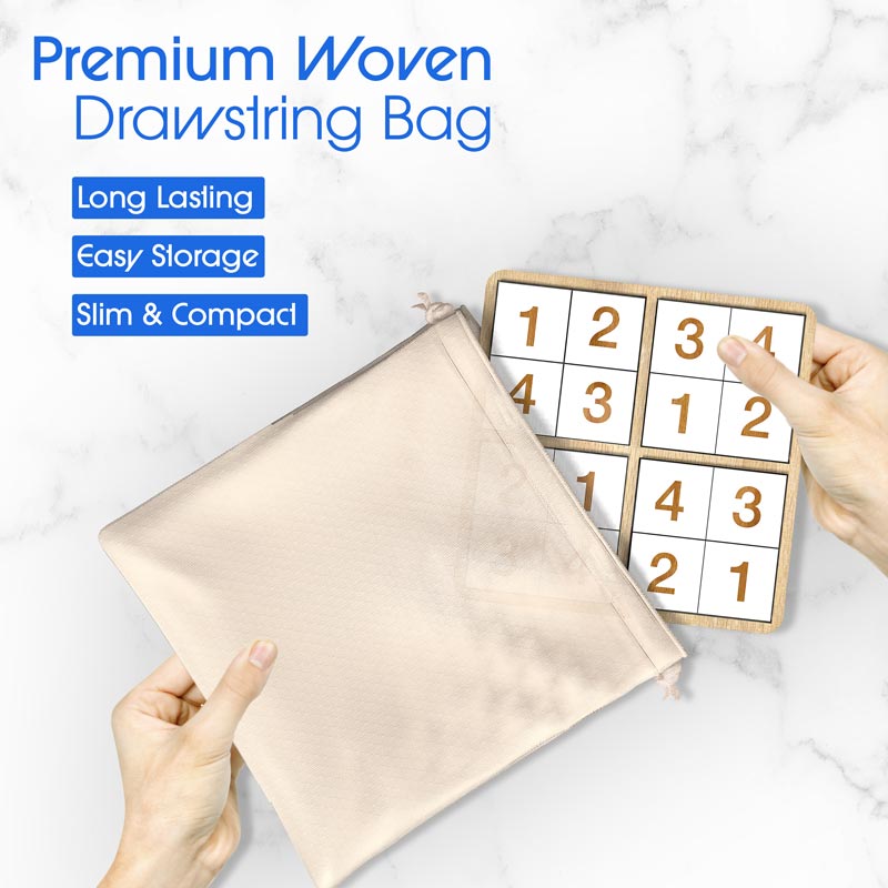 Woven Drawstring Bag is slim & compact for easy storage