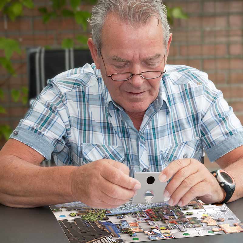 Senior doing Town in Color Jigsaw Puzzles for People with Dementia